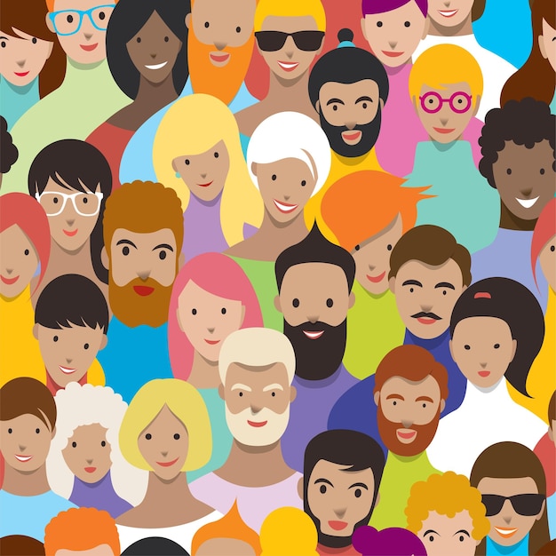 Multitud de personas Un gran grupo de diferentes personas Vector