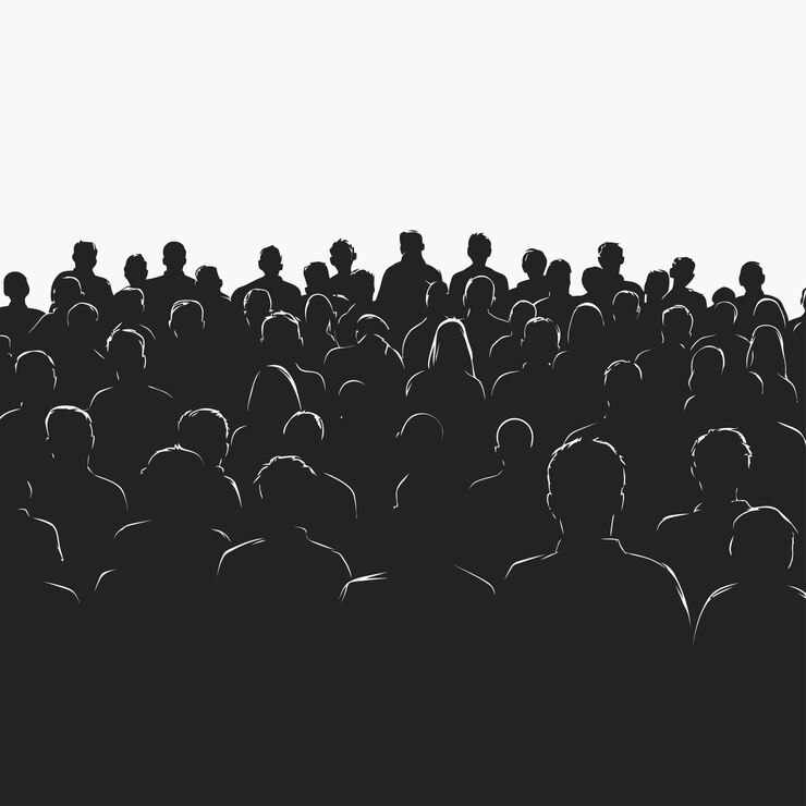 Vector una multitud de personas en una multitud con las palabras cita la palabra cita en la parte inferior