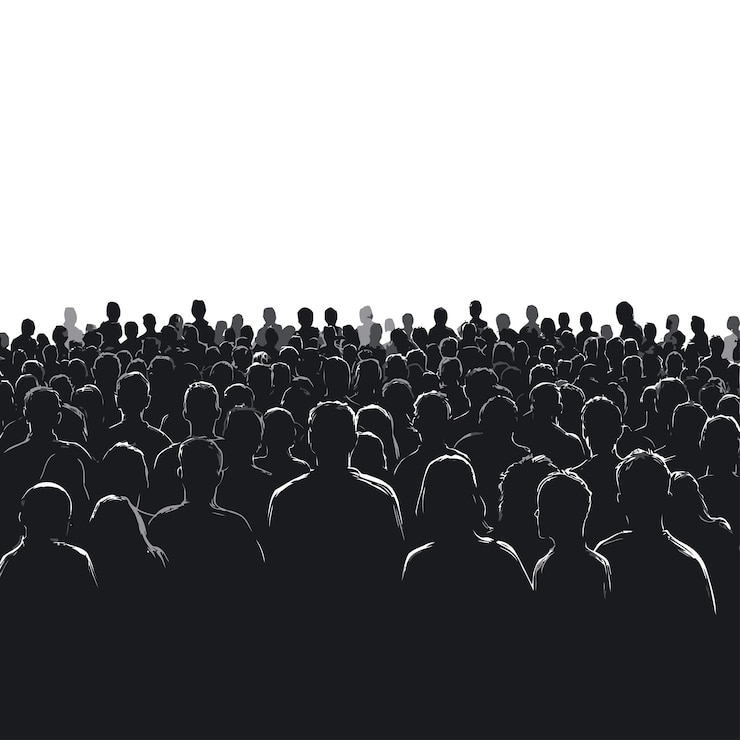 Vector una multitud de personas en una multitud con las palabras cita la palabra cita en la parte inferior