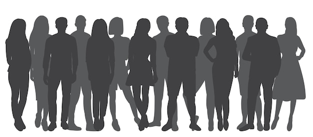 Multitud de personas silueta diseño vector aislado