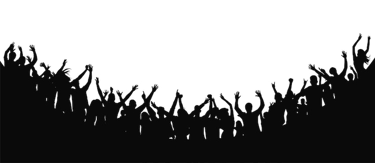 Vector multitud vitoreando en un concierto multitud de conciertos
