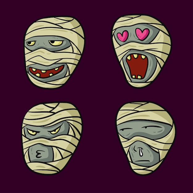 Vector mummy face cute expression