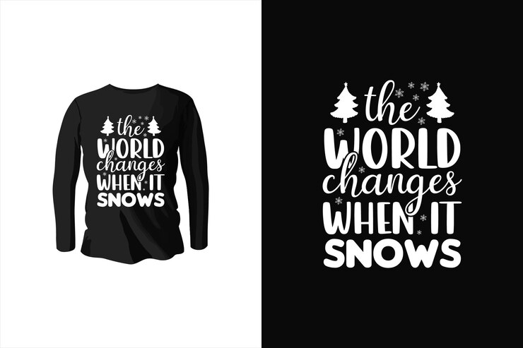 El mundo cambia cuando nieva diseño de camiseta de invierno tipografía vectorial de clima de invierno camiseta