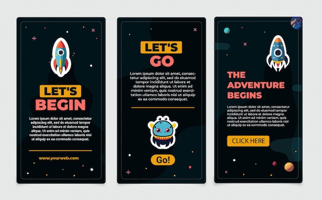 El mundo espacial infantil para las historias de Instagram