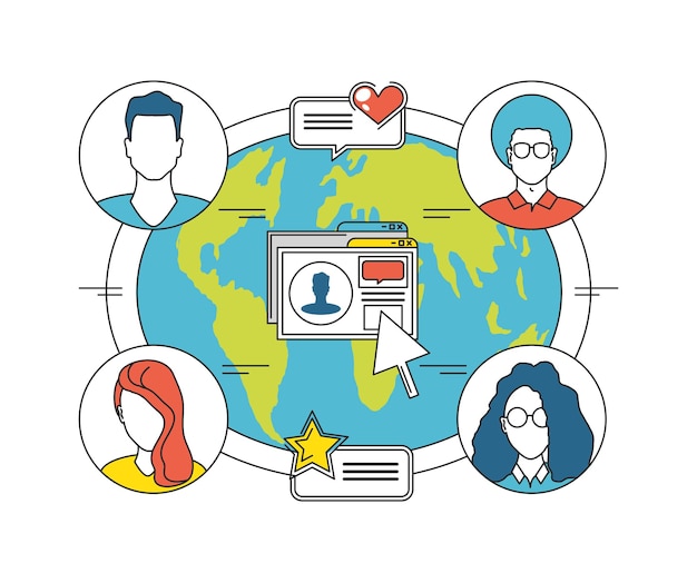 Mundo de personas de redes sociales conectadas