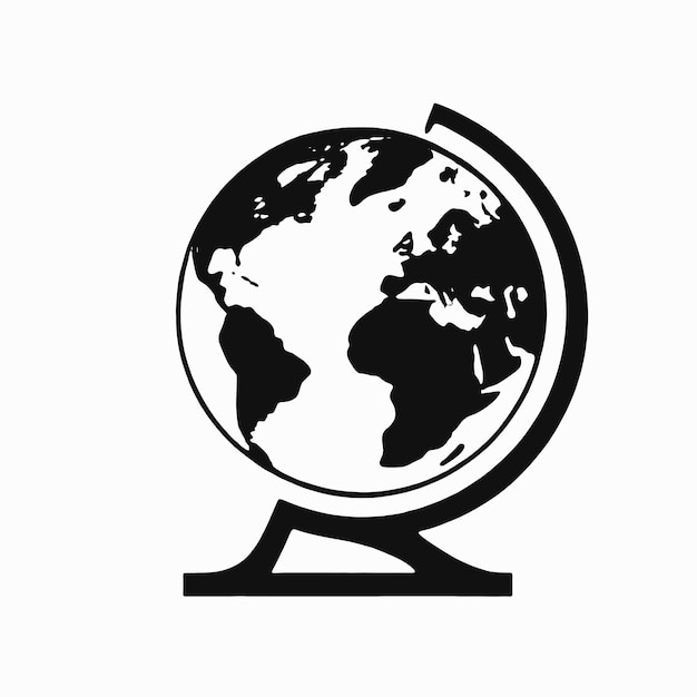 un mundo con un símbolo negro en la parte inferior