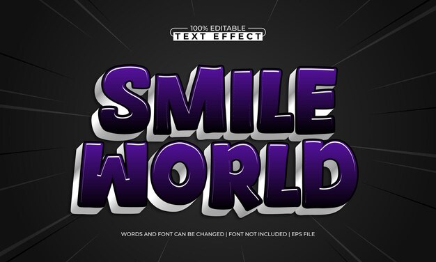 El mundo de la sonrisa es un efecto de texto editable con un estilo de texto para niños y juegos.