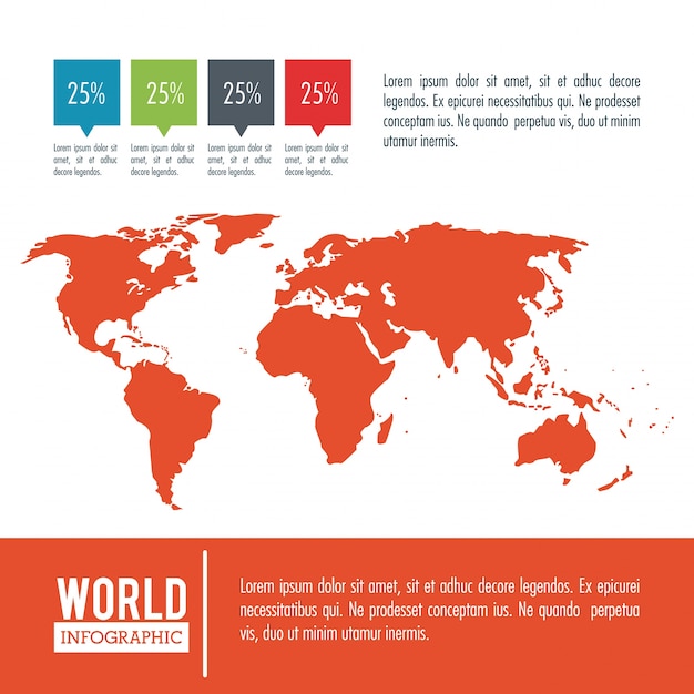 Vector mundo de la tierra, infografía