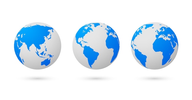 Vector mundo tierra mundo vector mapa 3d azul transparente digital planeta redondo globo conjunto de iconos