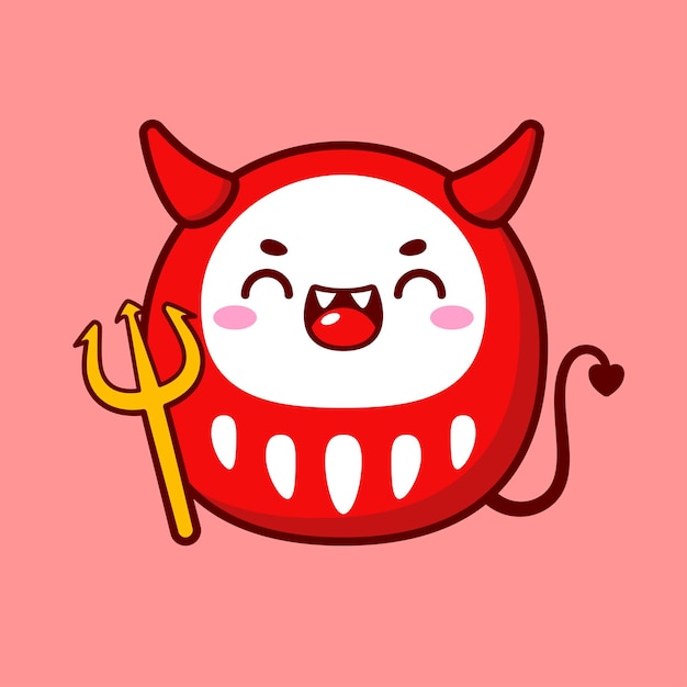 Vector muñeca daruma japonesa estilo lindo y kawaii diablo rojo