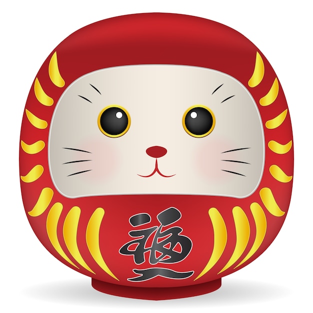 Muñeca de Japón Daruma con vector de cara de gato