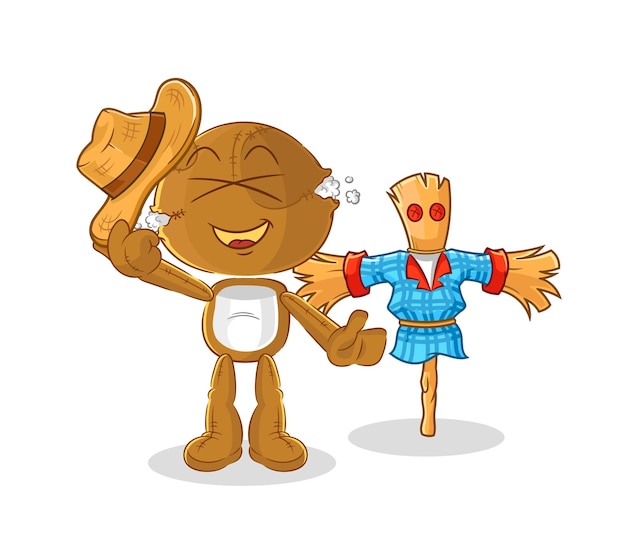Muñeca de saco con vector de personaje de dibujos animados de espantapájaros