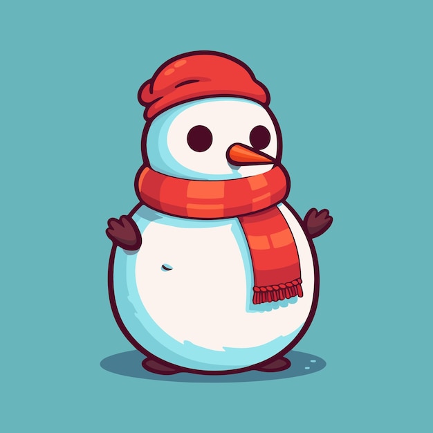 Muñeco de nieve dibujado a mano en imágenes prediseñadas de ilustración vectorial blanca