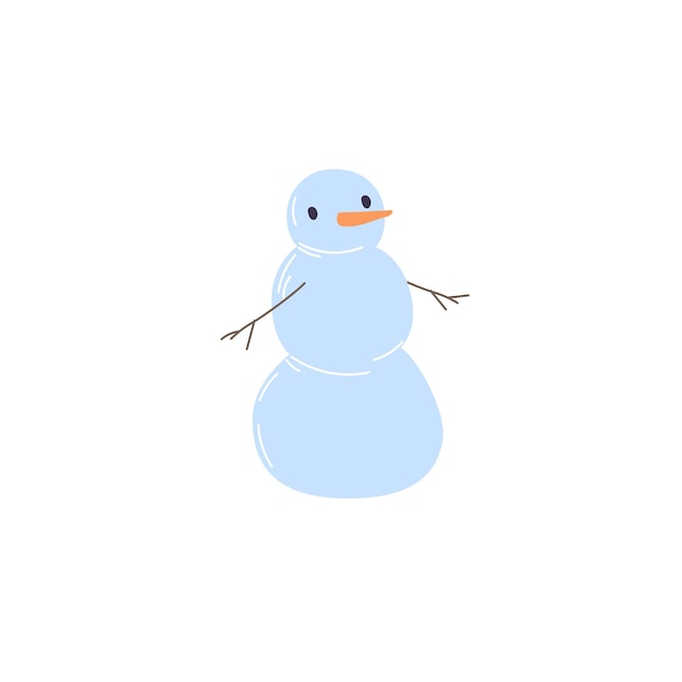 Muñeco de nieve de dibujos animados plana, recreación al aire libre de invierno y concepto de ilustración de vector de juego
