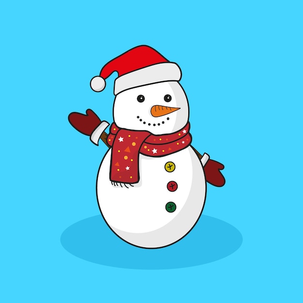 Muñeco de nieve de dibujos animados Vector Ilustración de dibujo colorido editable