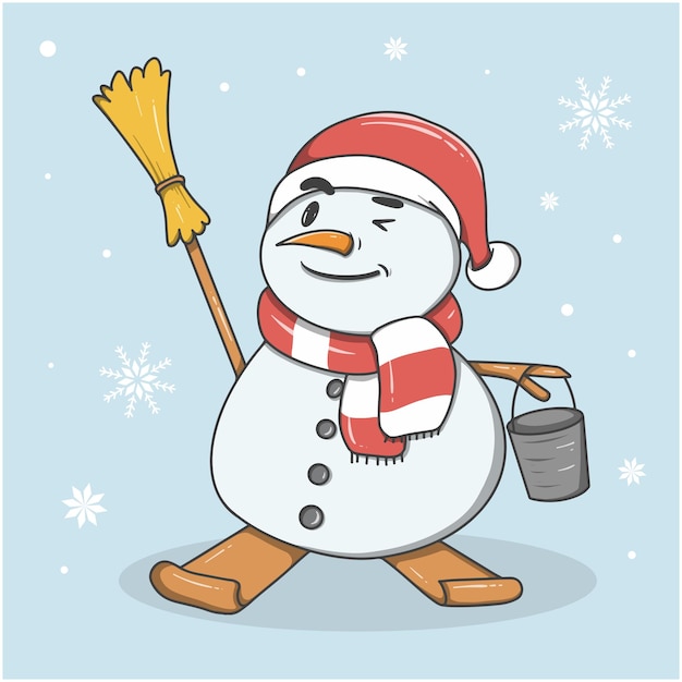 El muñeco de nieve es una decoración navideña de dibujos animados.