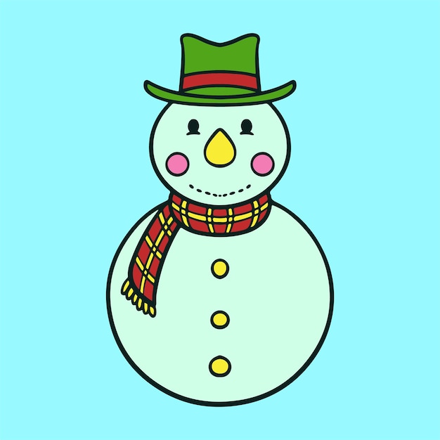 Muñeco Nieve Lindo Adorno Navidad Ilustración Vectorial