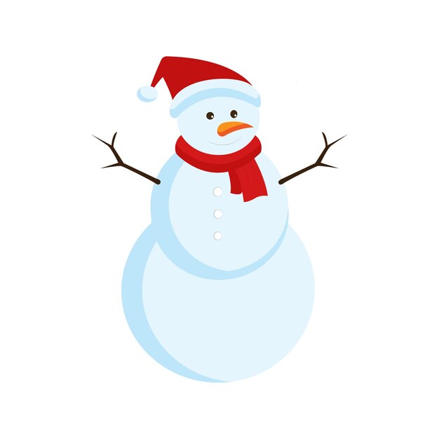 Muñeco de nieve de Navidad aislado sobre fondo blanco. ilustración vectorial