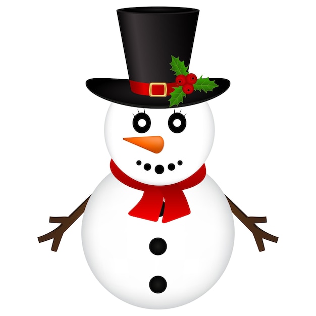 Muñeco de nieve de Navidad sobre fondo blanco ilustración vectorial