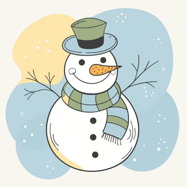 un muñeco de nieve con un sombrero y un fondo azul con las palabras muñón de nieve en él