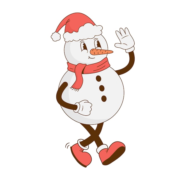 un muñeco de nieve con un sombrero de Santa y un sombrerito de Santa