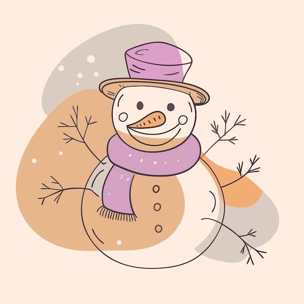 Un muñeco de nieve con un sombrero y un sombrero.