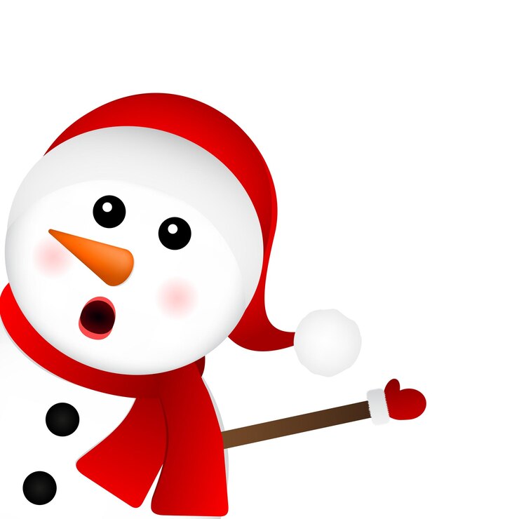 Vector muñeco de nieve sorprendido sobre un fondo blanco mira desde la ilustración de vector lateral