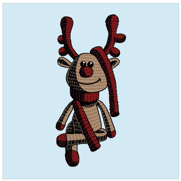 muñeco de reno con bufanda roja de navidad