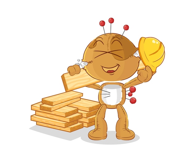 Muñeco vudú constructor vector personaje de dibujos animados
