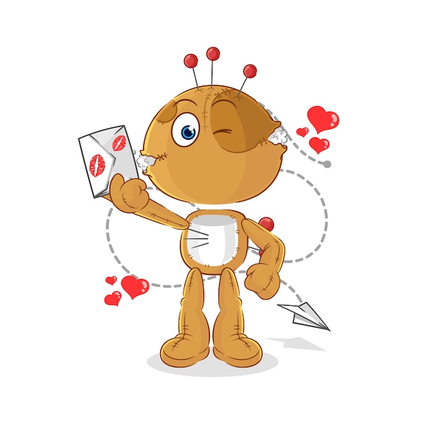 Muñeco vudú mantenga vector de caracteres de ilustración de carta de amor