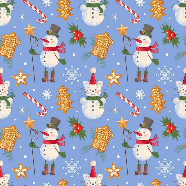 Los muñecos de nieve divertidos con una estrella festiva y una bufanda acogedora son perfectos para la decoración navideña.