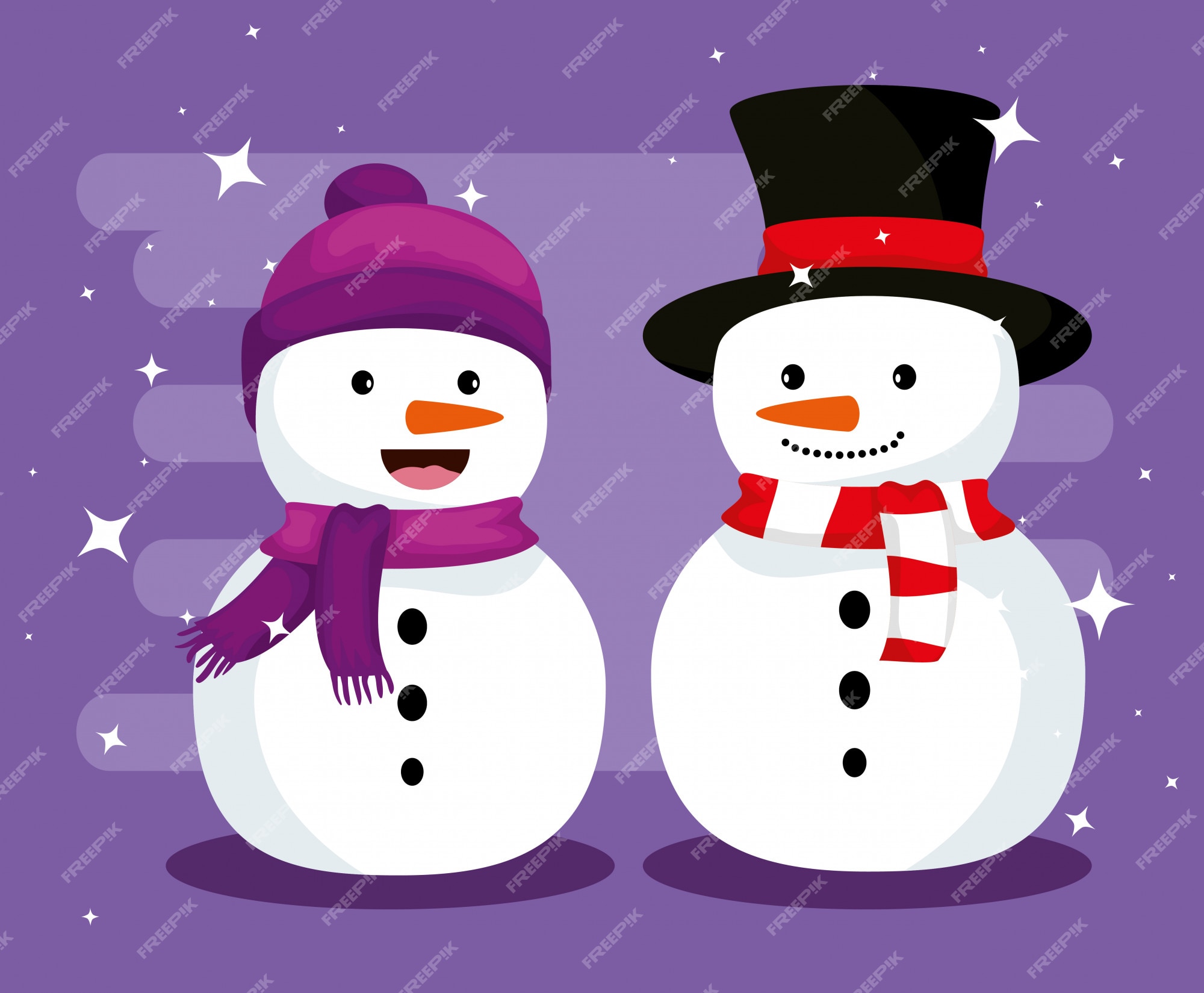 Además contacto demostración Muñecos de nieve navideños con gorro y bufanda para celebrar. | Vector  Premium