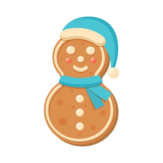 Muñecos de nieve de pan de jengibre. icono de navidad. galleta dulce glaseada casera. | Vector Premium Muñecos de nieve de pan de jengibre. icono de navidad. galleta dulce glaseada casera. | Vector Premium