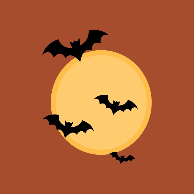 El murciélago de Halloween volando contra el fondo de la luna