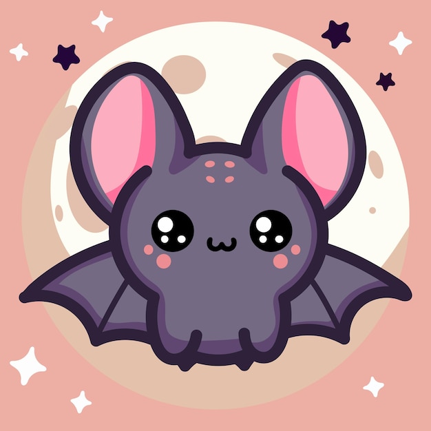 Vector murciélago vector por la noche kawaii