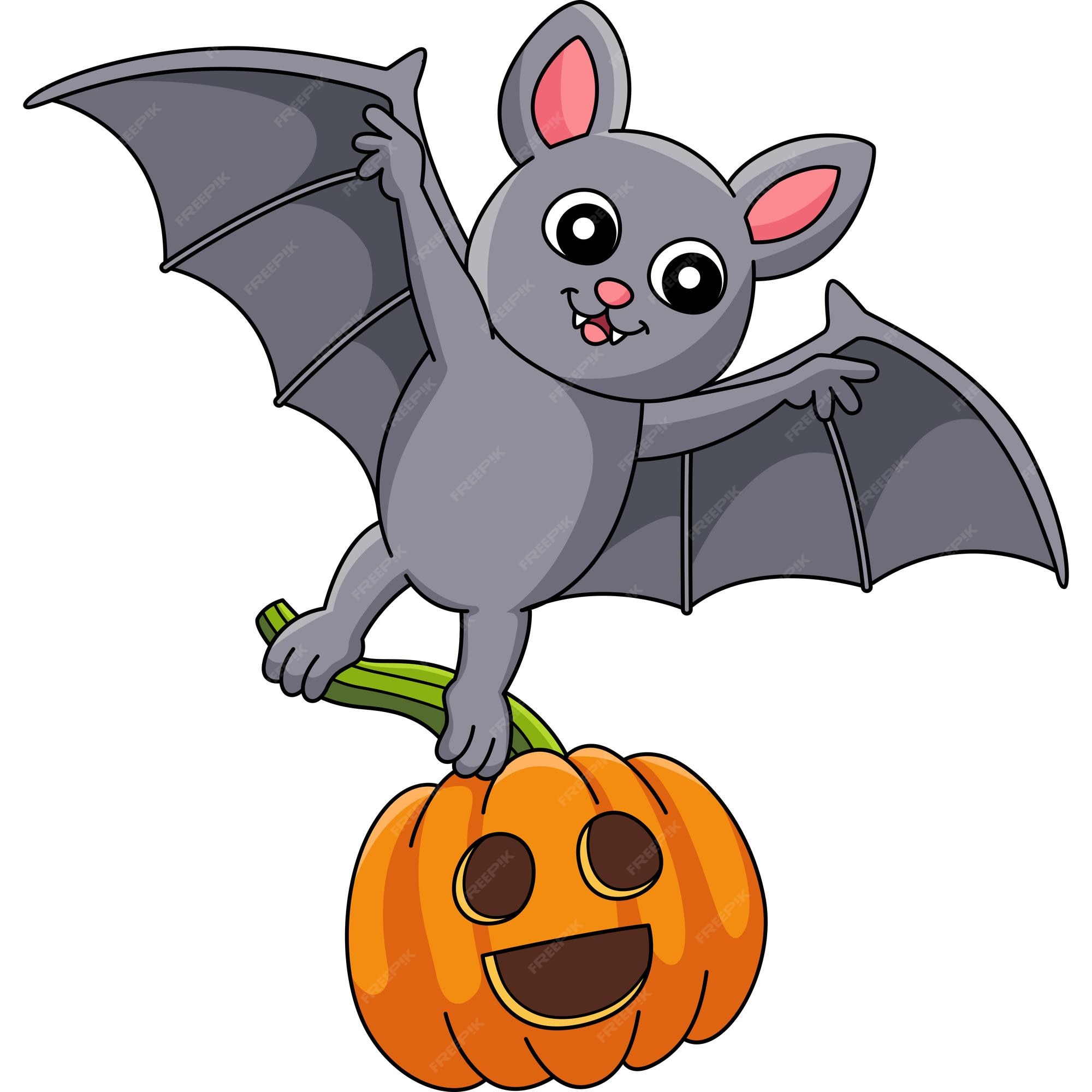 Murciélago volador dibujos animados de halloween color clipart | Vector  Premium