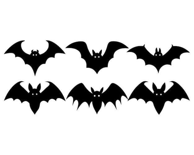 Murciélagos de silueta negra para las decoraciones de Halloween