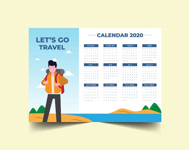 Muro de viaje del calendario 2020