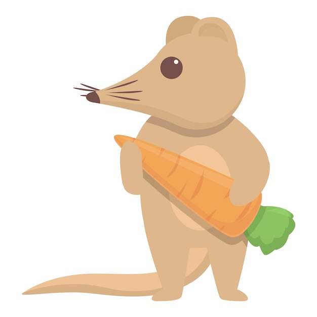 Musaraña con icono de zanahoria vector de dibujos animados Animal doméstico Mamífero de granja