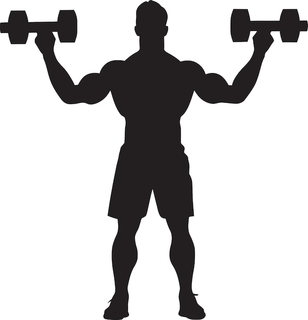 Vector musclemastery man black workout dumbbelldomination emblema de las manillas negras