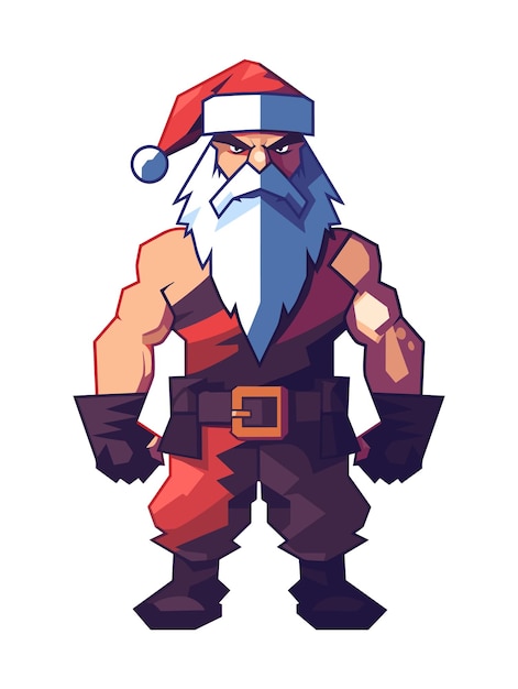 Músculo vectorial libre personajes de Santa Claus con contornos en negrita