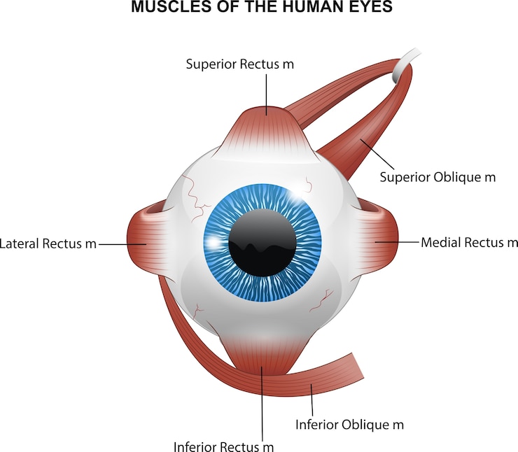Vector músculos de los ojos humanos