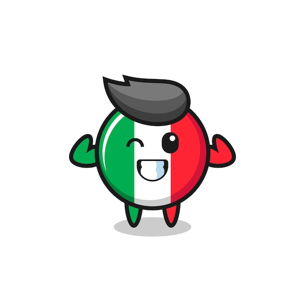 El musculoso personaje de la bandera de Italia está posando mostrando sus músculos, diseño de estilo lindo para camiseta, pegatina, elemento de logotipo