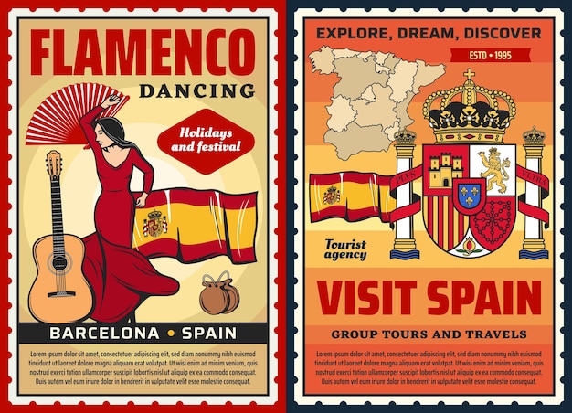 Vector museo del flamenco español españa viajes y turismo