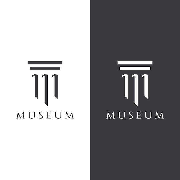 Museos Columnas de museos Líneas de museos Logotipos de pilares de museos Museos con conceptos minimalistas y modernos Los logotipos se pueden utilizar para empresas Museos y empresas