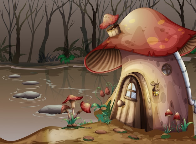 Mushroom House junto al pantano