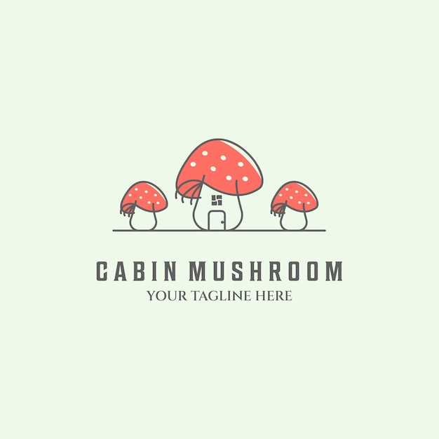 Mushroom logo línea arte minimalista icono bosque diseño