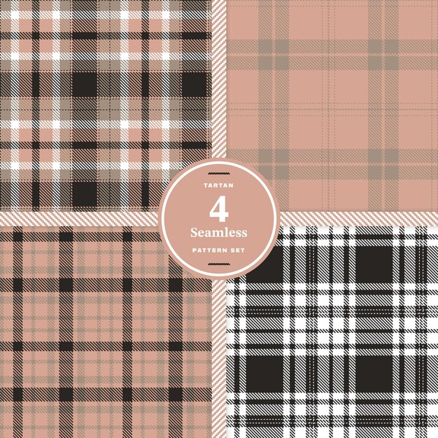 Mushroom Pinkish Tan Pinkish Grey and Light Grey seamless pattern set of 4