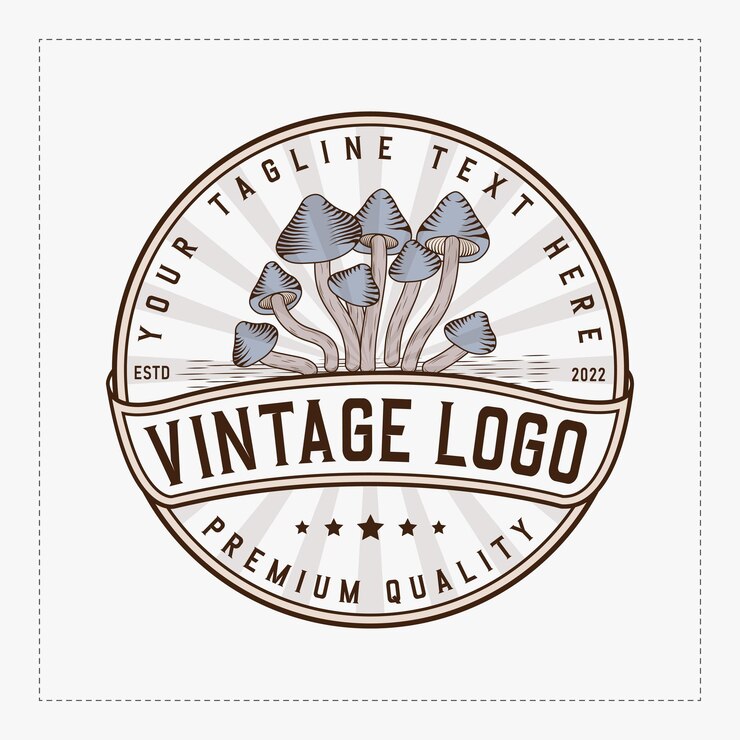Mushroom Vintage Logo plantilla de logotipo vintage con una placa vintage