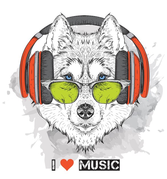 Vector música con auriculares para animales